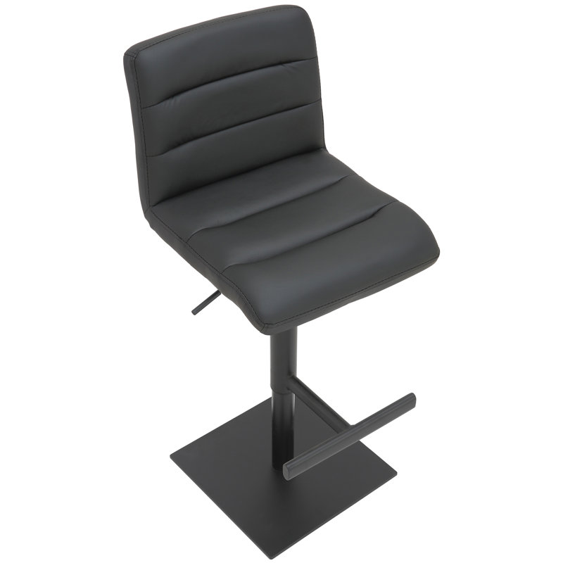 Hether Swivel Upholstered Adjustable Height Counter Stool with Metal Frame, Black