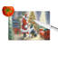 Collie and Santa Claus Glass Cutting Board