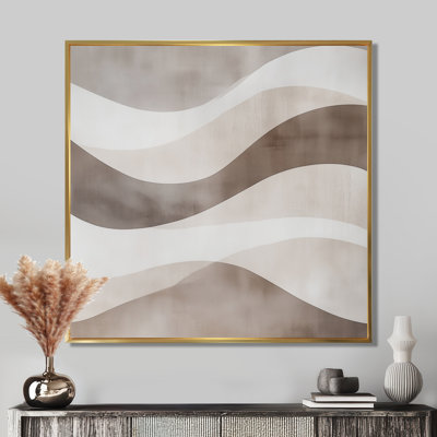 Neutral Abstract Wall Art, Wave Geometry Canvas, Minimalist Neutral Wave Geometry