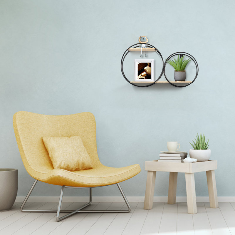 Tablette flottante en bois massif Mcalpin, Noir