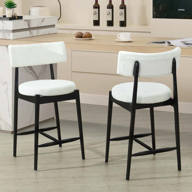 Tabourets de comptoir rembourrés en tissu Travares, Noir, noir, noir, noir