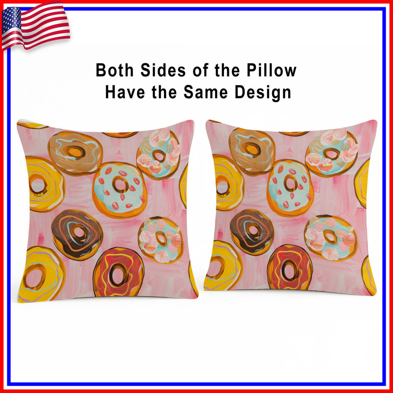 Coussin Donuts, coussins décoratifs double face, 18 po x 18 po