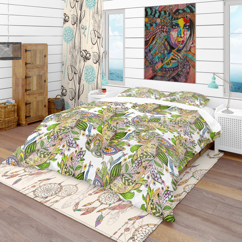Ensemble de housse de couette bohème et éclectique, Housse de couette très grand + 2 taies décoratives