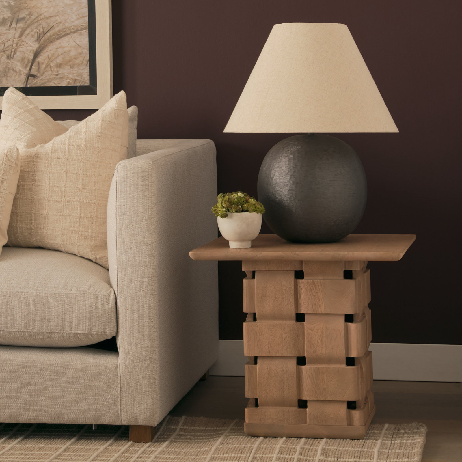 Niya 22" Mango End Table, Natural Wood