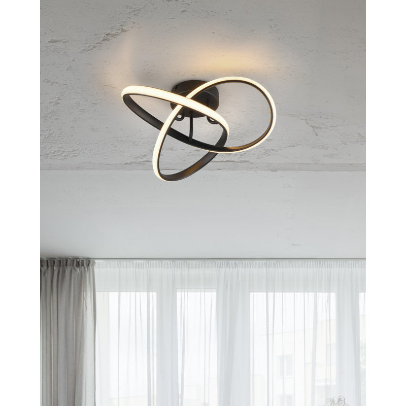 Deangelos LED Flush Ceiling Light, Black