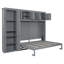 Grand lit escamotable mural avec armoires, gris