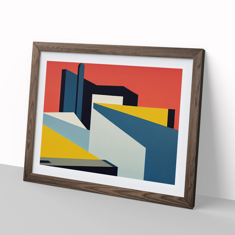 Ingenious Modern Abstract - Framed Print, 46cm H x 64cm W x 2cm D, Walnut