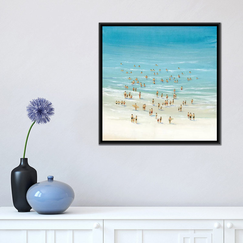 « ocean nage ii », impression sur toile, H 18 po x l 18 po x P 1,5 po, Toile avec cadre noir, Pas de tapis