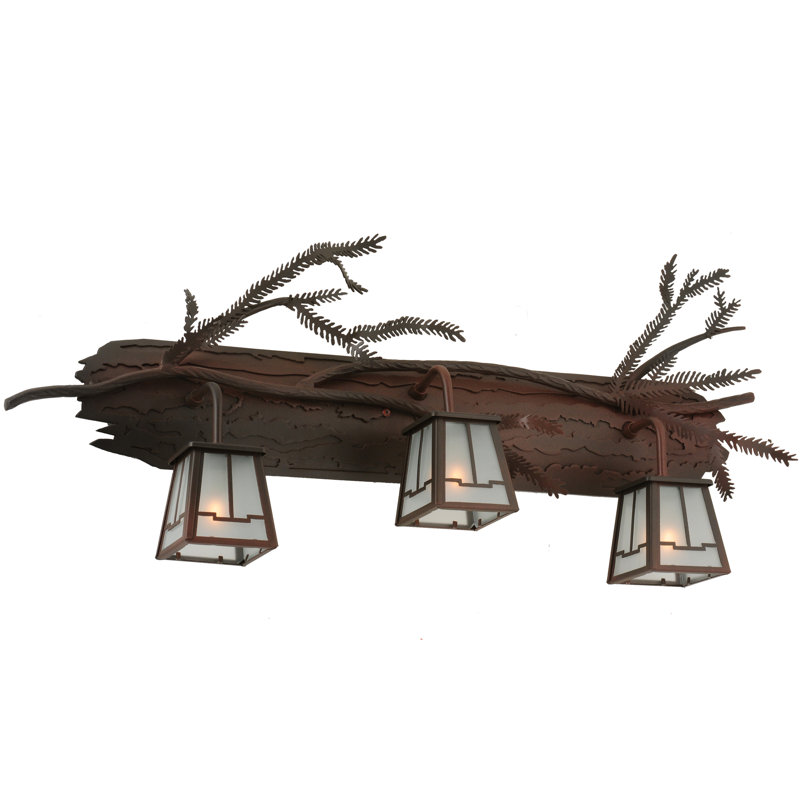 Rustic Bronze 3-Light Pine Branch Vanity Light