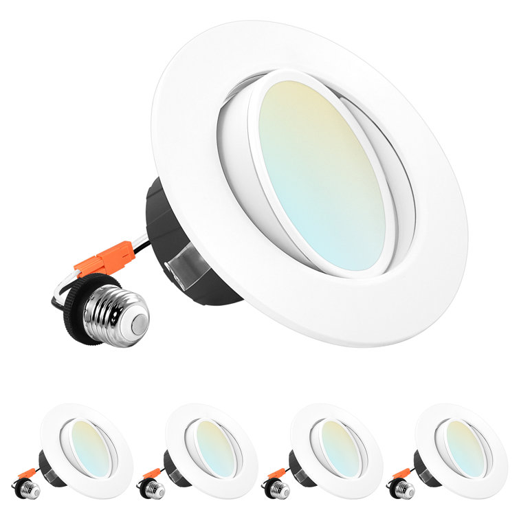 4" Selectable CCT Remodel IC Gimbal LED Retrofit Recessed Lighting Kit
