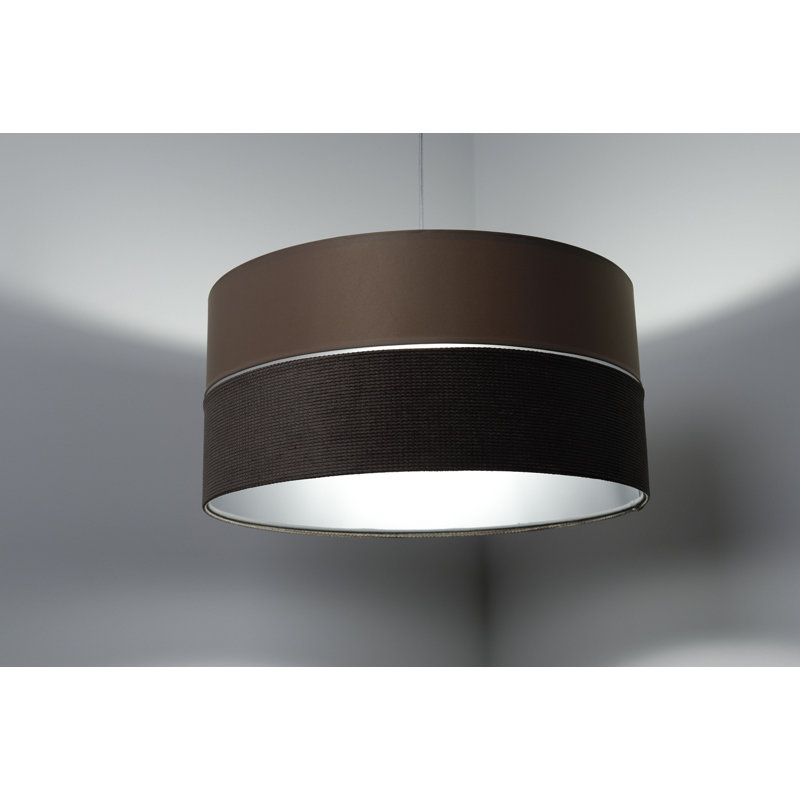 Roncy 1 - Light Drum Pendant, 112cm H x 60cm W x 60cm D, Silver/Beige