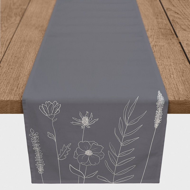 Rectangle Polyester Table Runner, 72'' x 16'', Dark Gray