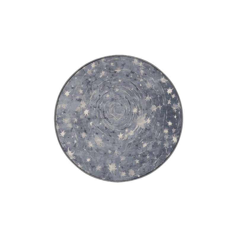 Tapis gris soyeux et moelleux, Rond 4 pi