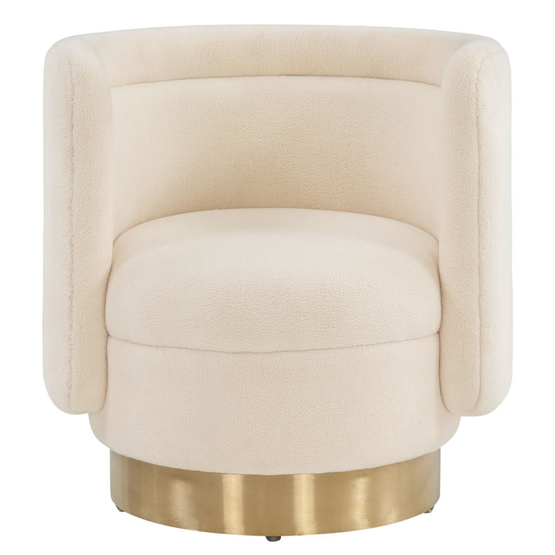 Tews Upholstered Swivel Barrel Chair, Ivory