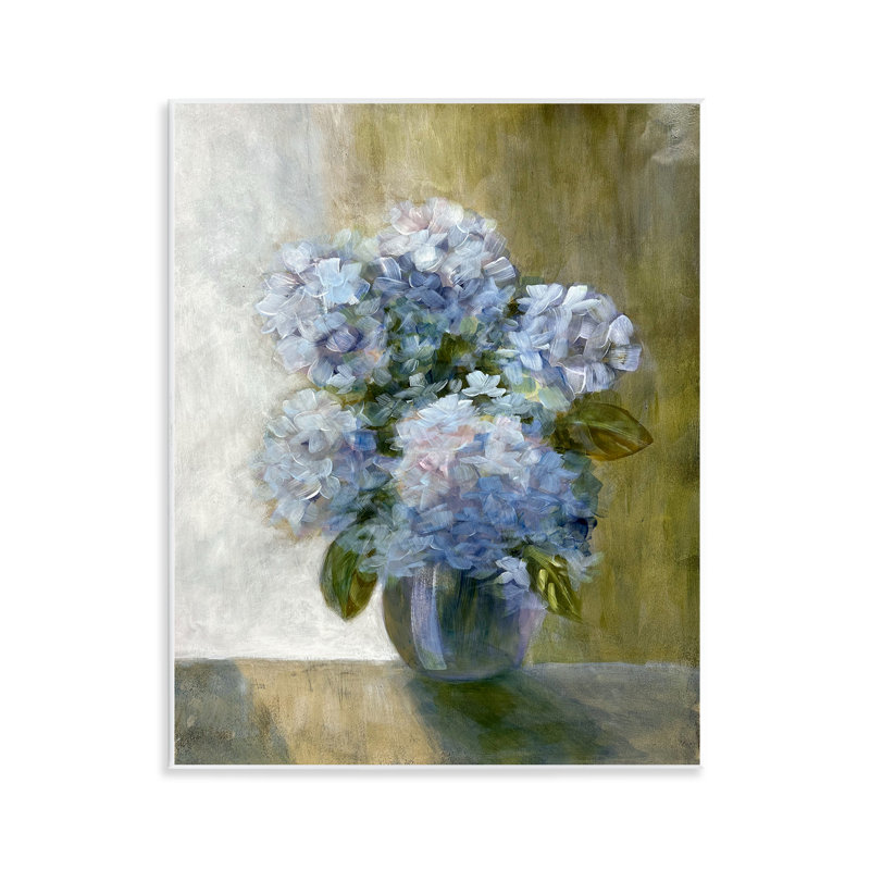 «Hydrangeas in Vase», art mural sur bois par Doris Charest