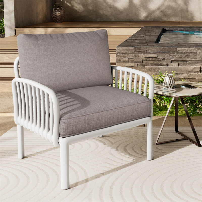 Fauteuil club d'extérieur (sans la table), Gris clair / blanc