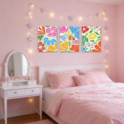 3 pièces d'art mural sur toile sans cadre coloré 16 po x 24 po