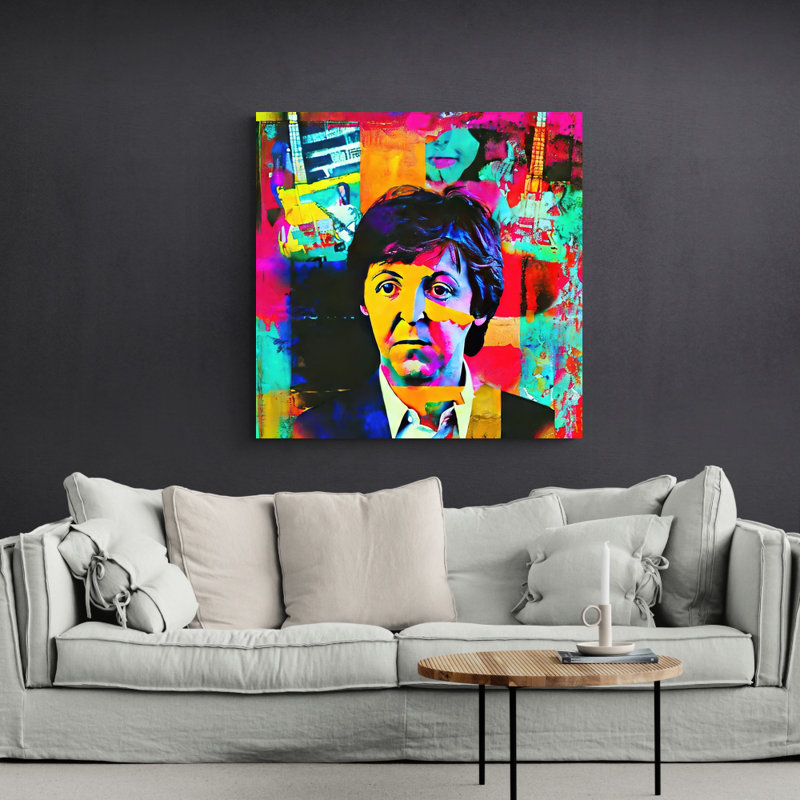 Beatles Paul 1 par Stephen Chambers - peinture sur toile tendue, H 15 po x l 15 po x P 1,5 po