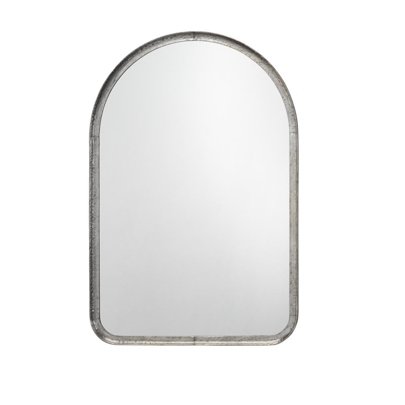 Silver Arched Wall Mirror with Iron Frame