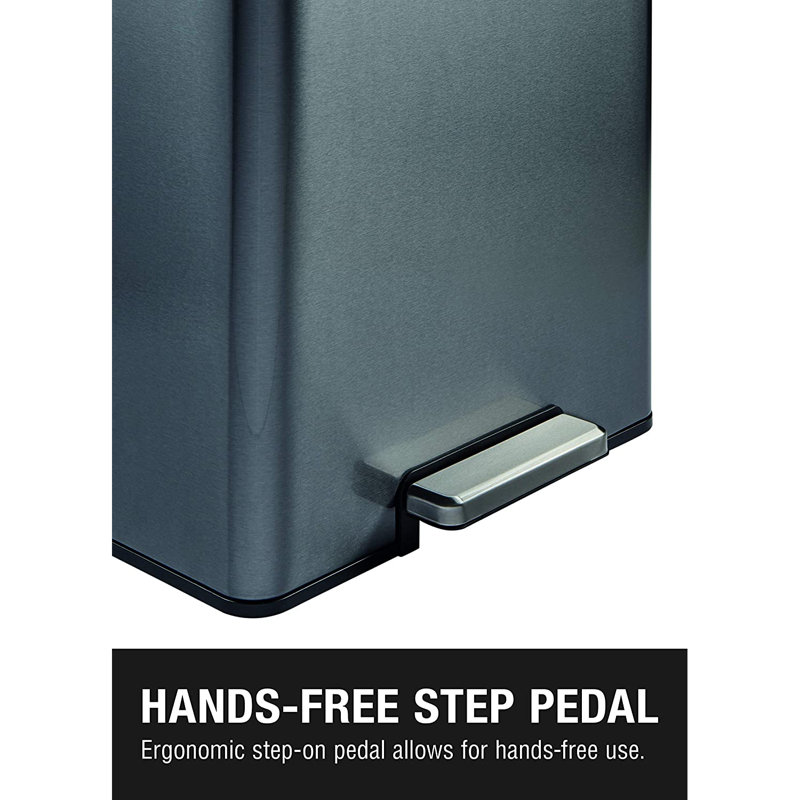 Charcoal Stainless Steel 12 Gallon Pedal Trash Can