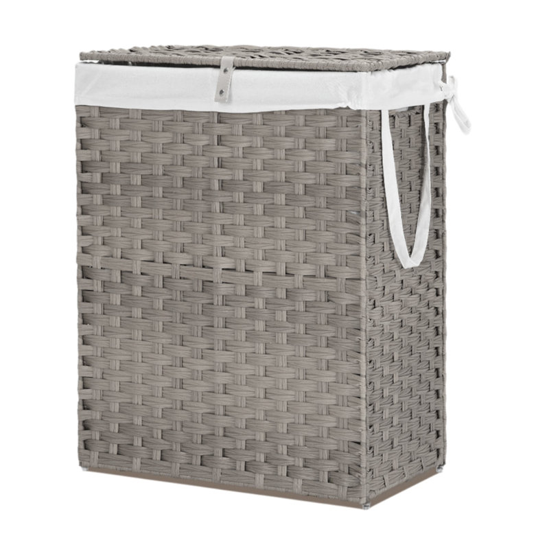 Panier à linge avec couvercle, Gris, H 23,6 po x l 12,9 po x P 22,4 po