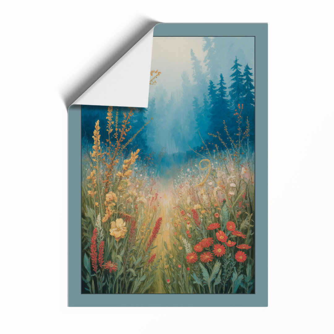 Morning Mist Meadow Watercolor - Framed Print