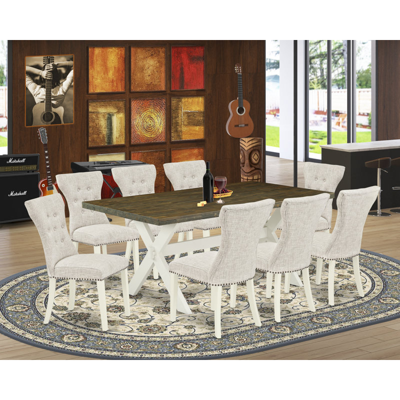 Jetset Solid Wood Top Trestle Dining Set, 9