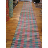 Vintage Striped Mid Century American Hallway Runner Rag Rug