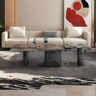Table basse rectangulaire en marbre clair