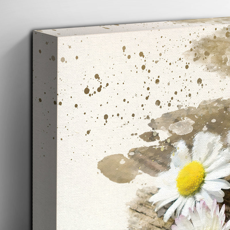 Flower White Daisy Heart Chain - Wrapped Canvas, 50cm H x 76cm W