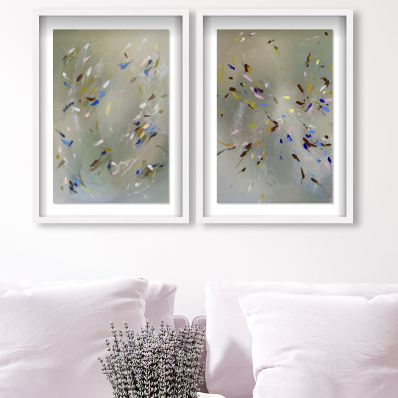 Spontaneous Traces Set Set by Oliver Gal, 75"H x 51"W, White Shadowbox