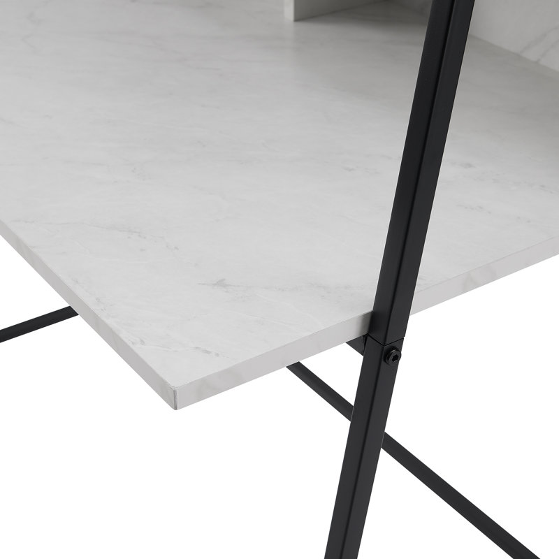 Walburg Metal Base Leaning / Ladder Desk, White Marble