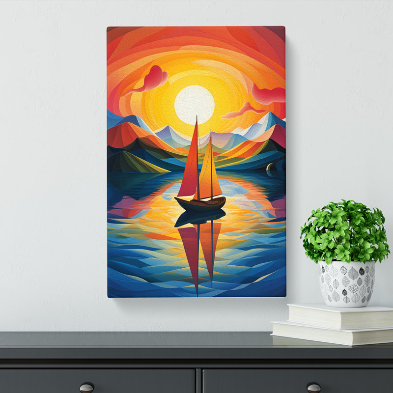 Boat On A Lake Orphism No.2 - Wrapped Canvas, 50cm H x 35cm W x 3cm D