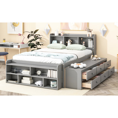 Full Bed In Grey With Robust Storage Headboard And Underbed Drawers Practical End Options