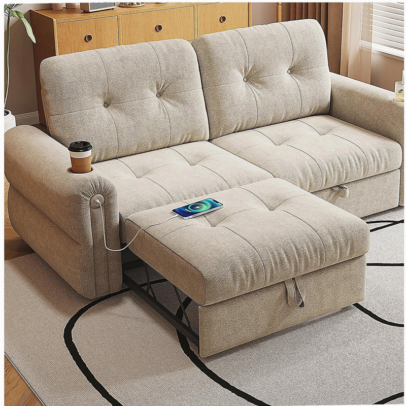 Il s'agit d'un canapé multifonctionnel, d'un canapé-lit convertible de 77 pouces et d'une pièce 2-en-1 qui convient à la fois pour s'asseoir et se coucher. Fabriqué en tissu Sheneyron, il convient aux salons, chambres à coucher