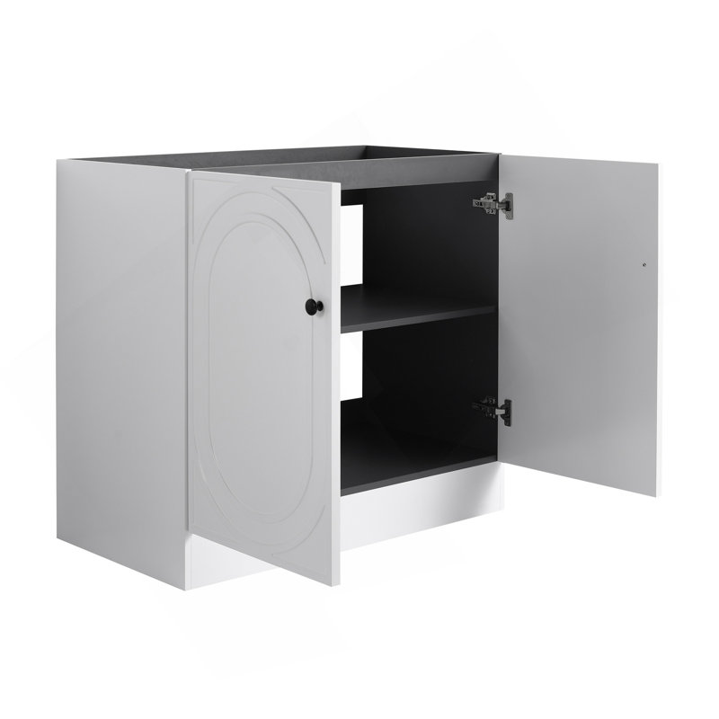 Meuble-lavabo autoportant 36 po et 2 portes d'armoire à fermeture en douceur - sans le lavabo, Blanc