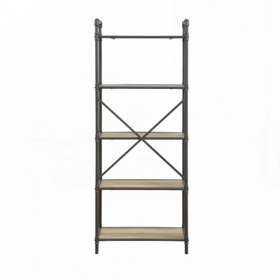 Itzel Antique Oak & Sandy Gray Finish Bookshelf