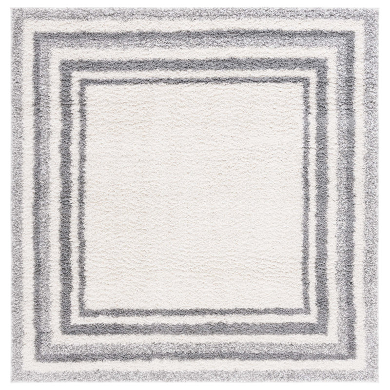 Ladaniel Border & Stripe Shag 200 Performance Striped Rug, Square 6'7"