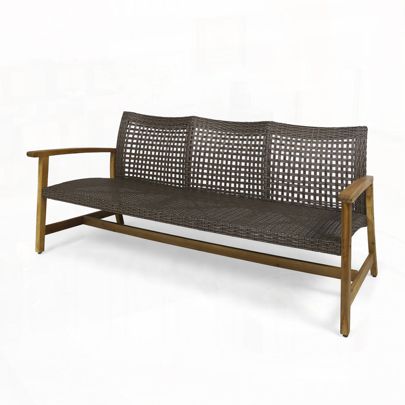 75.25" Outdoor Wood Paito Sofa, Dark Brown/Natural