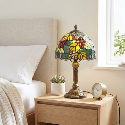7.87In Diameter Grape Leaf Glass Table Lamp (E26 Warm Bulb Included)