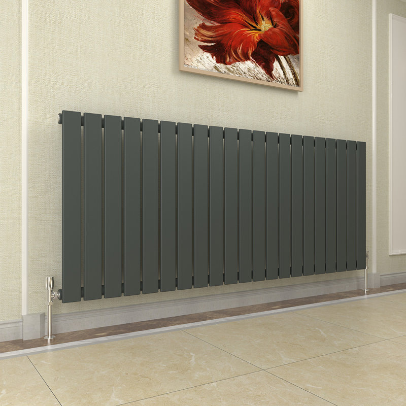 Flat Panel Central Heating Designer Radiator, 60cm H x 142.8cm W x 4.6cm D, Anthracite