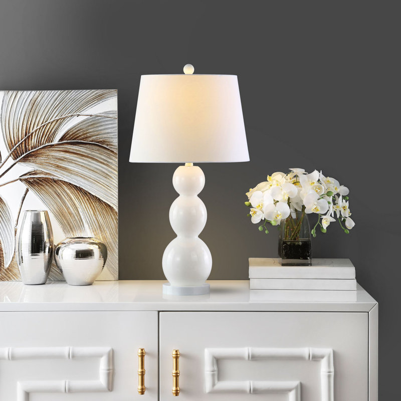 Dearis Glass Table Lamp, White
