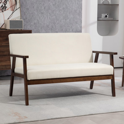 Loveseat Sofa Modern 2 Seater Couch with Rubber Wood Legs