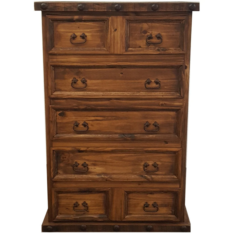 Commode à lingerie en bois massif à 7 tiroirs Delenna