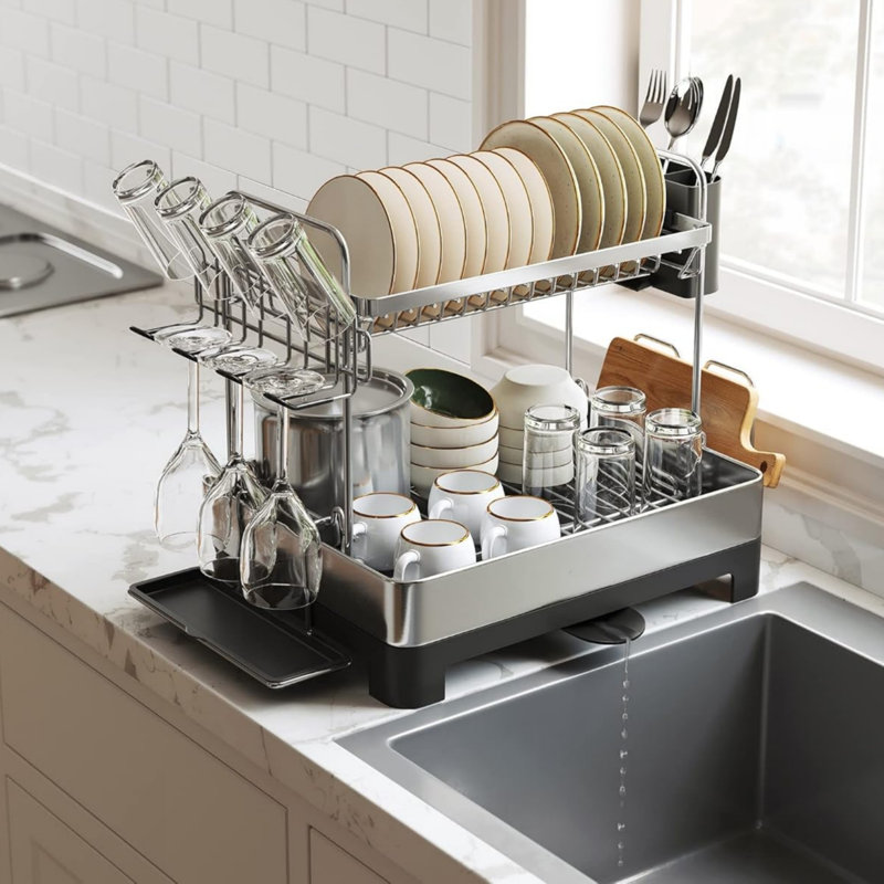 Stainless Steel Two Tier Dish Rack
