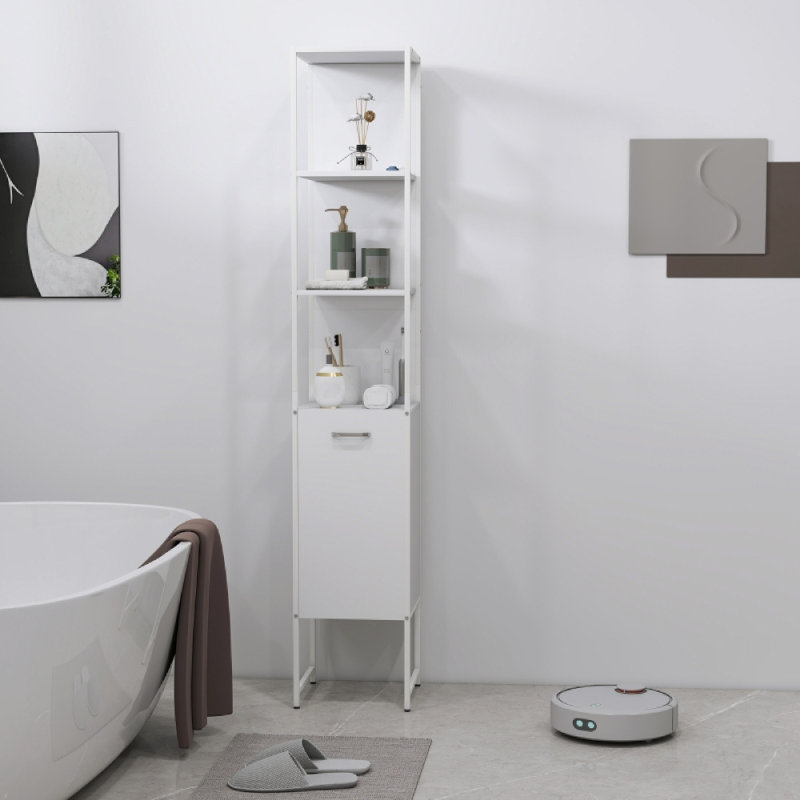 Engineered Wood Freestanding Bathroom Cabinet, White