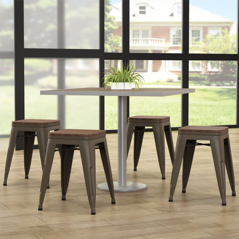 Avikrit Solid Wood 18" Short Stool, Wooden