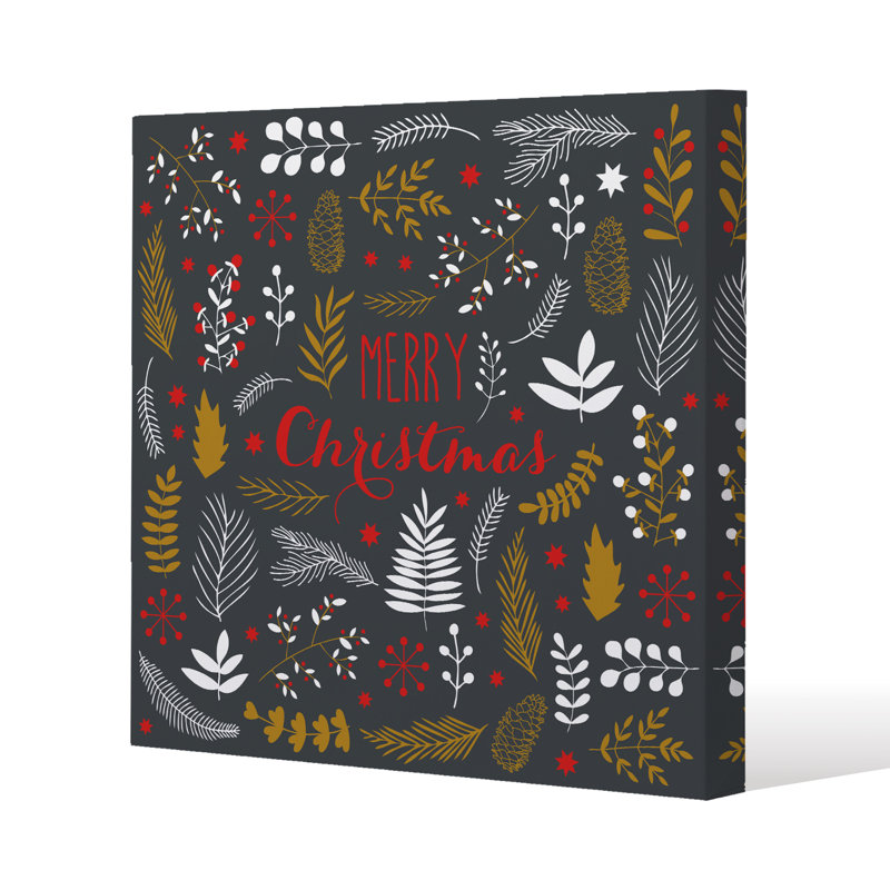 Merry Christmas Lettering - Wrapped Canvas Print, 120cm H x 120cm W