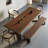 Nut-brown Free form Solid Wood Dining Table-1949262239