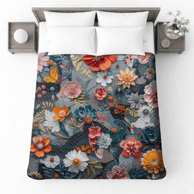 Couvre-lit matelassé à motif floral coloré